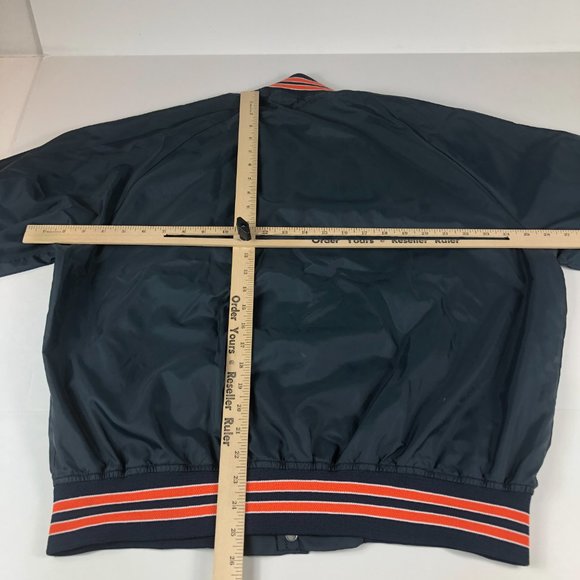 VTG Chalkline Chicago Bear Jacket Adult Extra Large Blue Snap Button Windbreaker - Picture 13 of 15